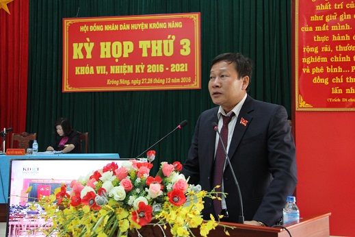 Khai mạc kỳ họp lần thứ 3 - HĐND huyện Krông Năng khóa VII Nhiệm kỳ 2016 - 2021.